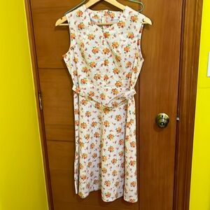 Retro style japanese floral a line dress